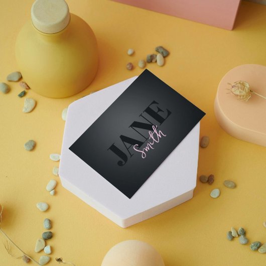 三つ編み髪ホットピンク 名刺