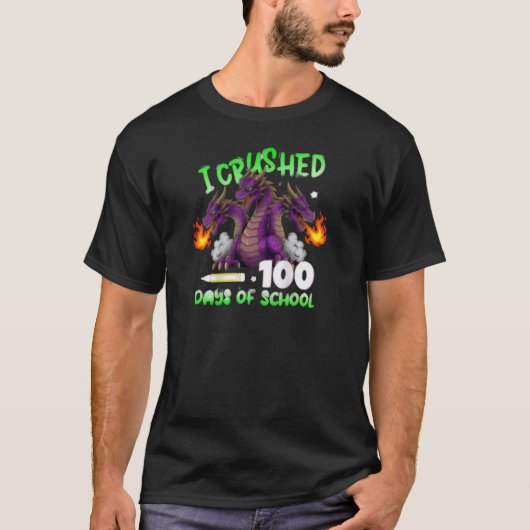 三つ首のドラゴン - 100日間の学校を制覇したよ Tシャツ (正面)