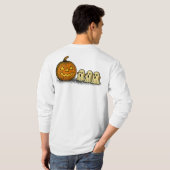 三よくはしゃぐ幽霊のカボチャ不気味 Tシャツ (裏面フル)