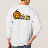 三よくはしゃぐ幽霊のカボチャ不気味 Tシャツ (裏面)