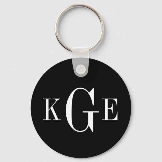 三イニシャルモノグラム白黒groomsmen鍵fob キーホルダー (正面)