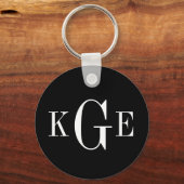 三イニシャルモノグラム白黒groomsmen鍵fob キーホルダー (正面)