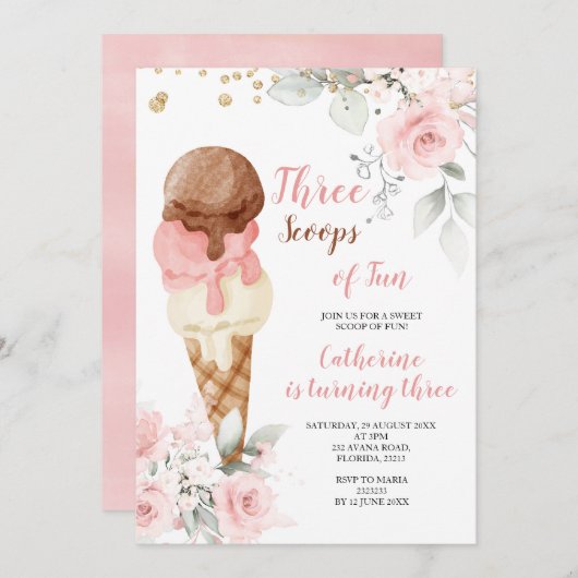 三エレガントつのおもしろいのスクープ3rd誕生日パーティー 招待状 (正面/裏面)