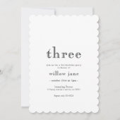 三エレガントモダン生誕生日 招待状 (正面)