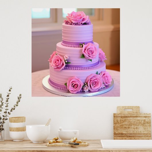 三エレガント重の結婚ケーキ ポスター (キッチン)