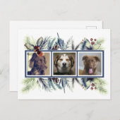 三カスタマイズつペット写真クリスマスホリデー ポストカード (正面/裏面)