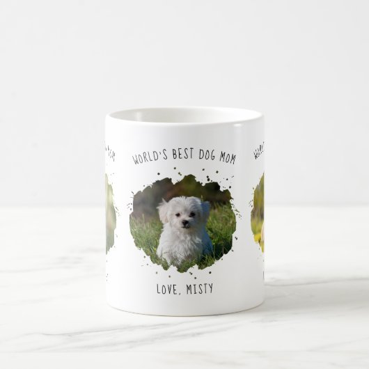三カスタムつのペットフォトワールド最高のドグ・ママ コーヒーマグカップ (中央)