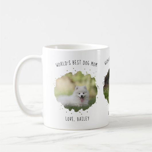 三カスタムつのペットフォトワールド最高のドグ・ママ コーヒーマグカップ (左)
