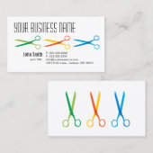 三カラフル鋏ヘアサロン名刺 名刺 (正面/裏面)