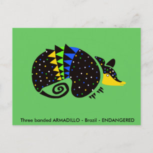 三クールつのバンドARMADILLO -動物愛好家 – 緑 ポストカード