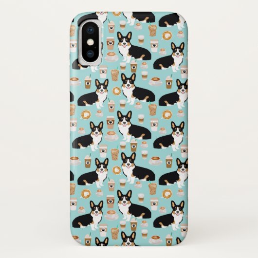 三コーギーのコーヒー-青 Case-Mate iPhoneケース (裏面)