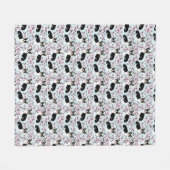 三コーギーの桜-青 フリースブランケット (正面(横))