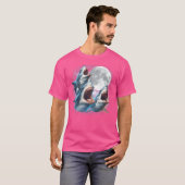 三サメおもしろいムーンシャーク狼ムーンP Tシャツ (正面フル)