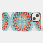 三ターコイズの花 iPhoneケース (裏面横)