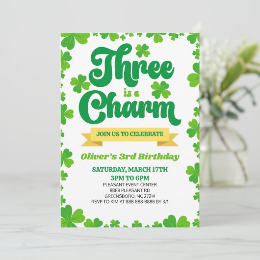 三チャーム聖パトリックの日3回目の誕生日パーティー 招待状 (スタンド正面)