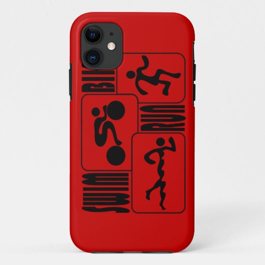 三トライアスロンの水泳のバイクによって走られる黒い正方形のデザイン Case-Mate iPhoneケース (裏面)