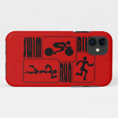 三トライアスロンの水泳のバイクによって走られる黒い正方形のデザイン Case-Mate iPhoneケース (裏面(横))