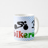 三トライアスロンの水泳のバイクによって走られる黒く豊富なデザイン コーヒーマグカップ (正面右)