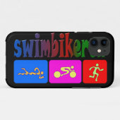 三トライアスロンの水泳のバイクの操業虹のデザイン Case-Mate iPhoneケース (裏面(横))