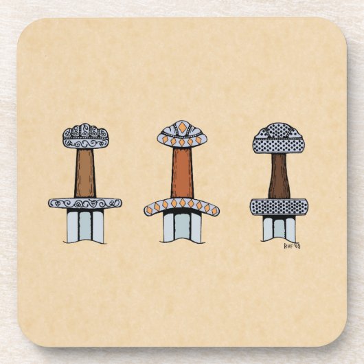 三バイキング剣の柄 コースター (正面)