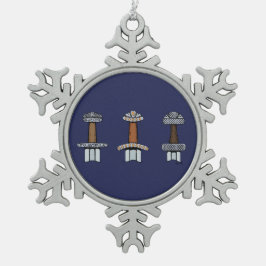 三バイキング剣の柄 スノーフレークピューターオーナメント