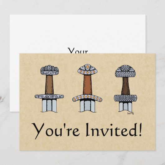 三バイキング剣の柄 招待状 (正面/裏面)