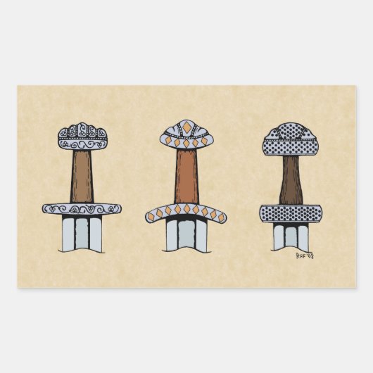 三バイキング剣の柄 長方形シール (正面)