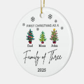 三パーソナライズされたつのオーナメントの家族，家族の贈り物 セラミックオーナメント (左)
