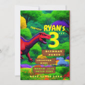 三パーソナライズされたレックス誕生日 招待状 (正面)