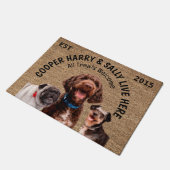 三パーソナライズされた匹の犬 ドアマット (アングル)