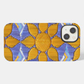 三ヒマワリの青シェブロン iPhoneケース (裏面横)