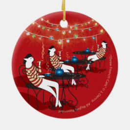 三フランスの匹…両面 セラミックオーナメント