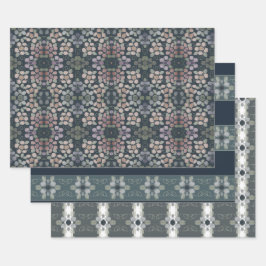 三フローラ三パターン（の模様が）ある ラッピングペーパーシート