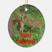三ベビー鹿クリスマス飾りカスタマイズ日付 セラミックオーナメント (左)