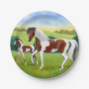 三ペンキのロバおよび子馬の馬の紙皿 ペーパープレート