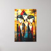 三モダンつの美神のキュービズム キャンバスプリント (正面)
