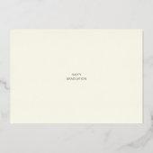 三モダン写真卒業キャップアイボリーバラ金ゴールド 箔招待状 (裏面)