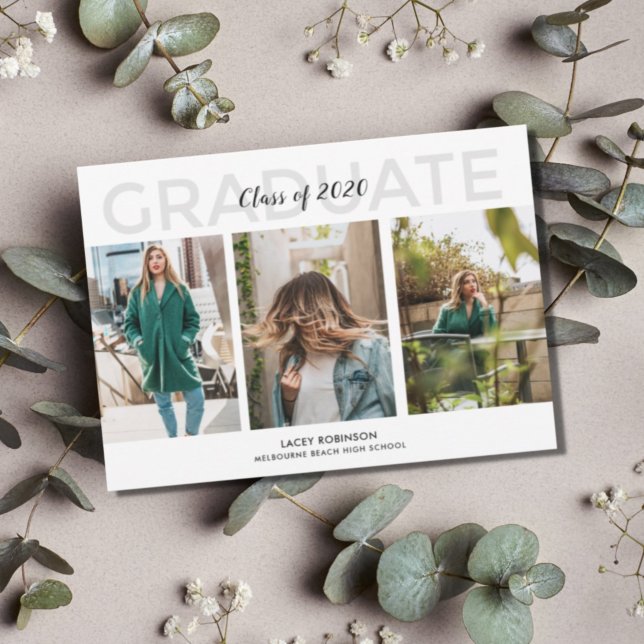 三モダン写真卒業パーティー招待状 (クリエイターアップロード済み)