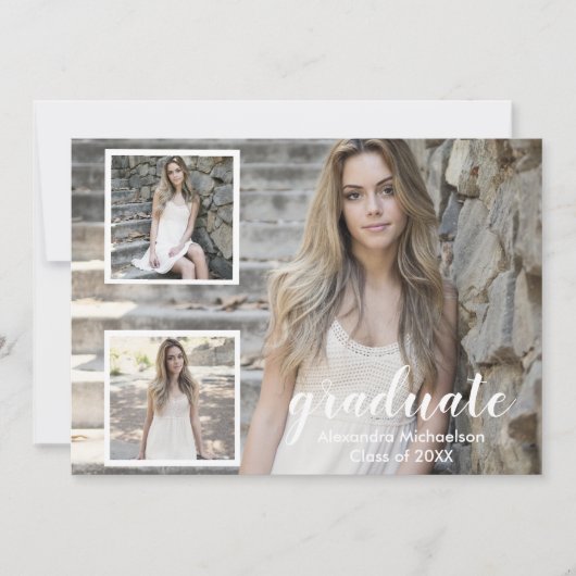 三モダン写真卒業招待状 招待状 (正面)