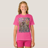 三ラブラドール子犬絵を描油、 Tシャツ (正面フル)