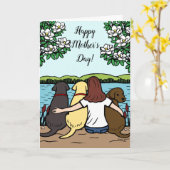 三ラブラドール母の日 カード (黄色い花)