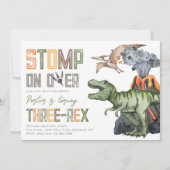 三レックス恐竜誕生日招待状 招待状 (正面)