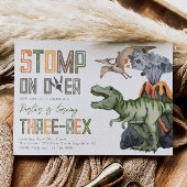 三レックス恐竜誕生日招待状 招待状
