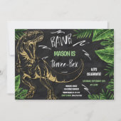 三レックス恐竜誕生日招待状 招待状 (正面)