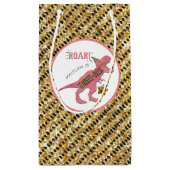 三レックス恐竜3回目の誕生日パーティー スモールペーパーバッグ (裏面)