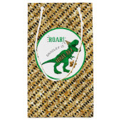 三レックス恐竜3回目の誕生日パーティー スモールペーパーバッグ (裏面)