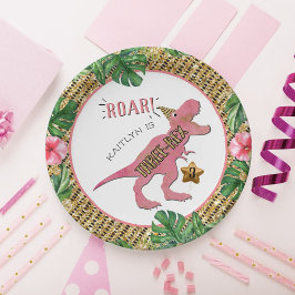 三レックス恐竜3回目の誕生日紙プレート ペーパープレート