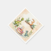 三レックス恐竜3回目の誕生日紙 スタンダードカクテルナプキン (角)