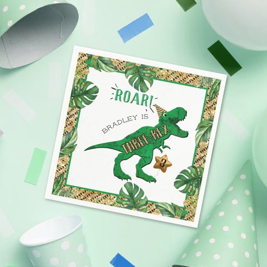 三レックス恐竜3歳 スタンダードカクテルナプキン