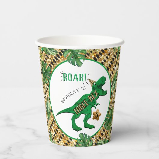 三レックス恐竜3歳 紙コップ (裏面)